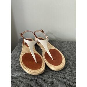 Michael Kors Women's Stephy Leather Sandals, White/Brown, Size 8.5 M